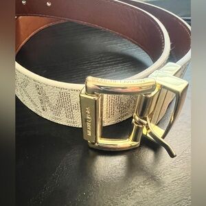 Michael Kors MK logo reversible belt - brown/white